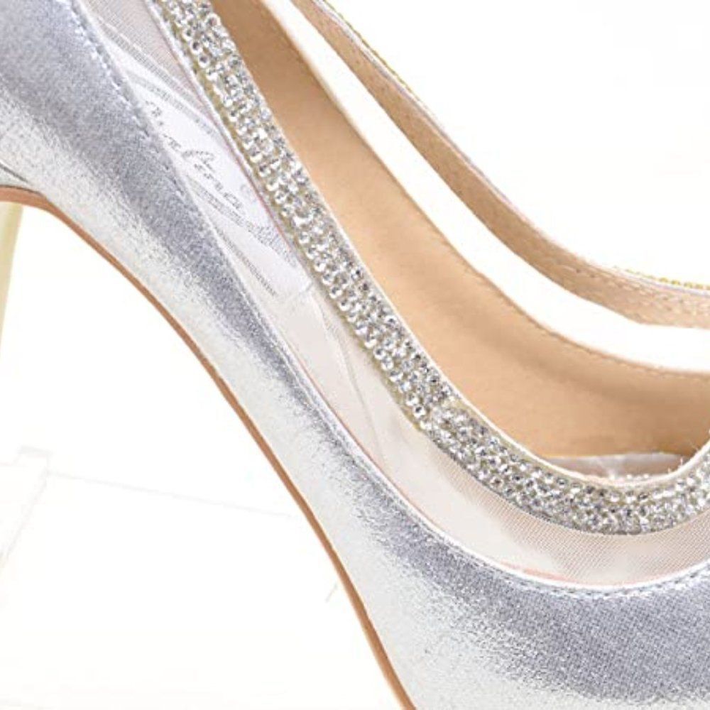 NEW Bridal Sparkly Peep Toe Platform Stiletto Dress Formal Pumps - Picture 8 of 8